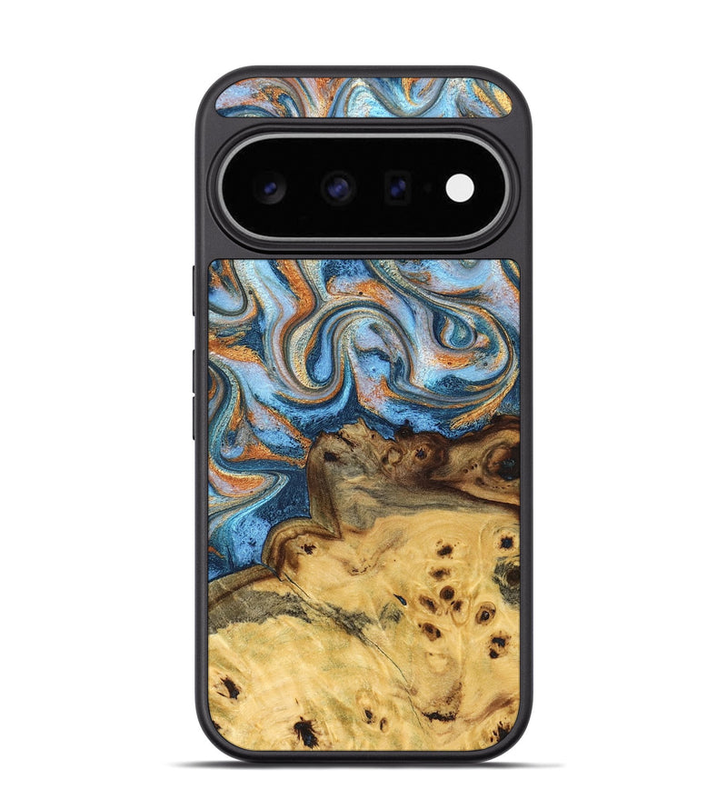Pixel 11 Pro Wood Phone Case - Elnora (Teal & Gold, 829103)