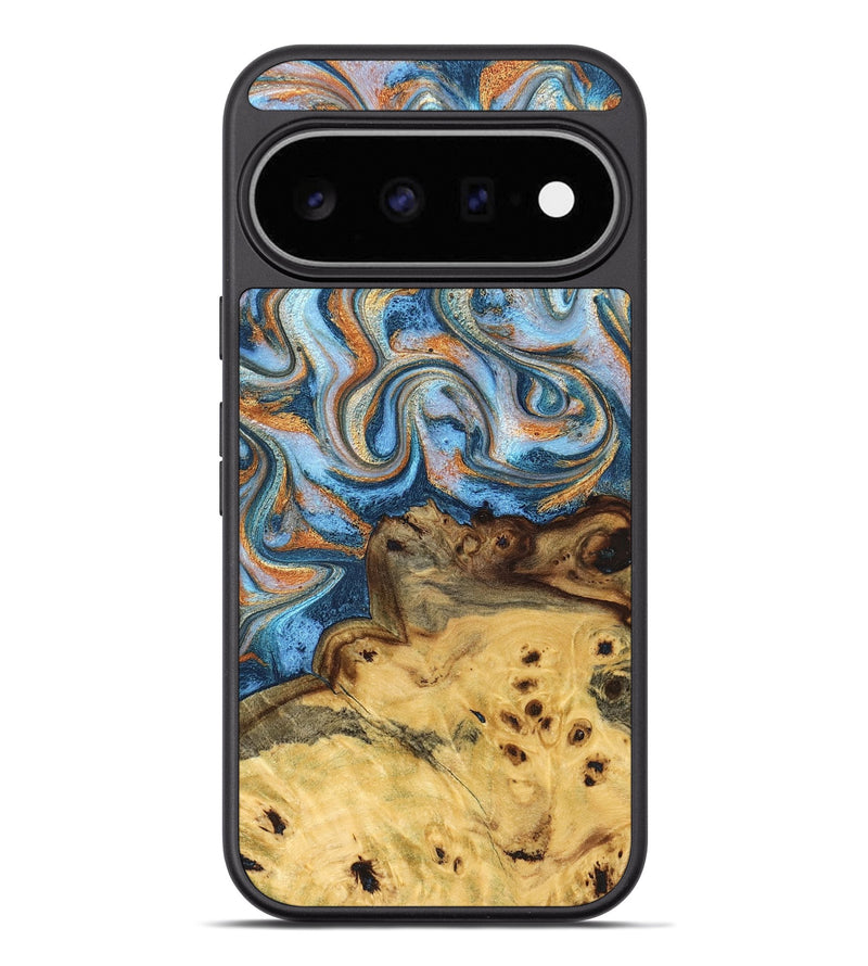 Pixel 11 Pro XL Wood Phone Case - Elnora (Teal & Gold, 829103)