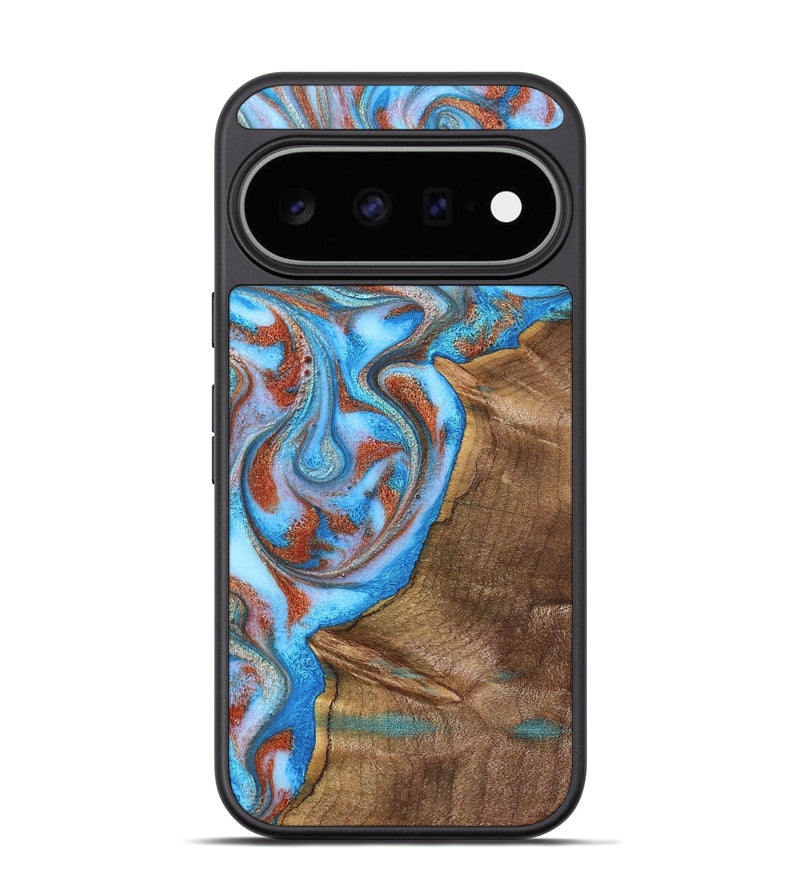 Pixel 11 Pro Wood Phone Case - Juliana (Teal & Gold, 829130)