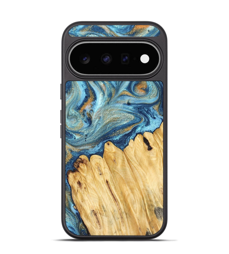 Pixel 11 Wood Phone Case - Cherry (Teal & Gold, 829131)