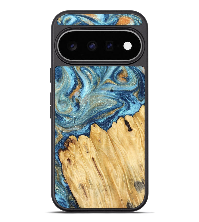 Pixel 11 Pro XL Wood Phone Case - Cherry (Teal & Gold, 829131)