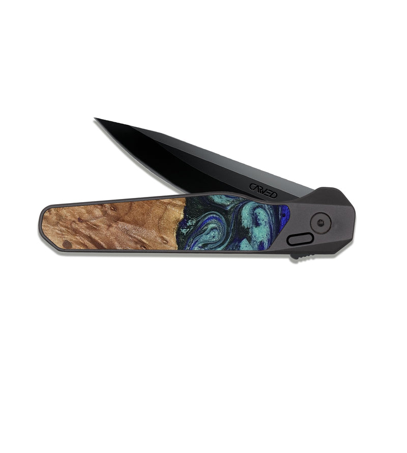 EDC Dark Slate Wood Pocket Knife - Sasha (Green, 829146)