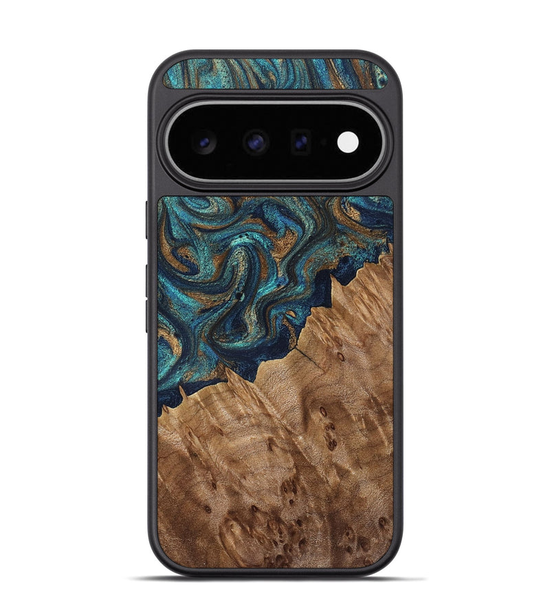 Pixel 11 Pro Wood Phone Case - Liliana (Teal & Gold, 829152)