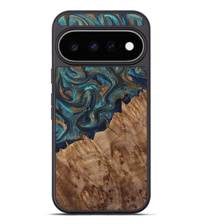 Pixel 11 Pro XL Wood Phone Case - Liliana (Teal & Gold, 829152)