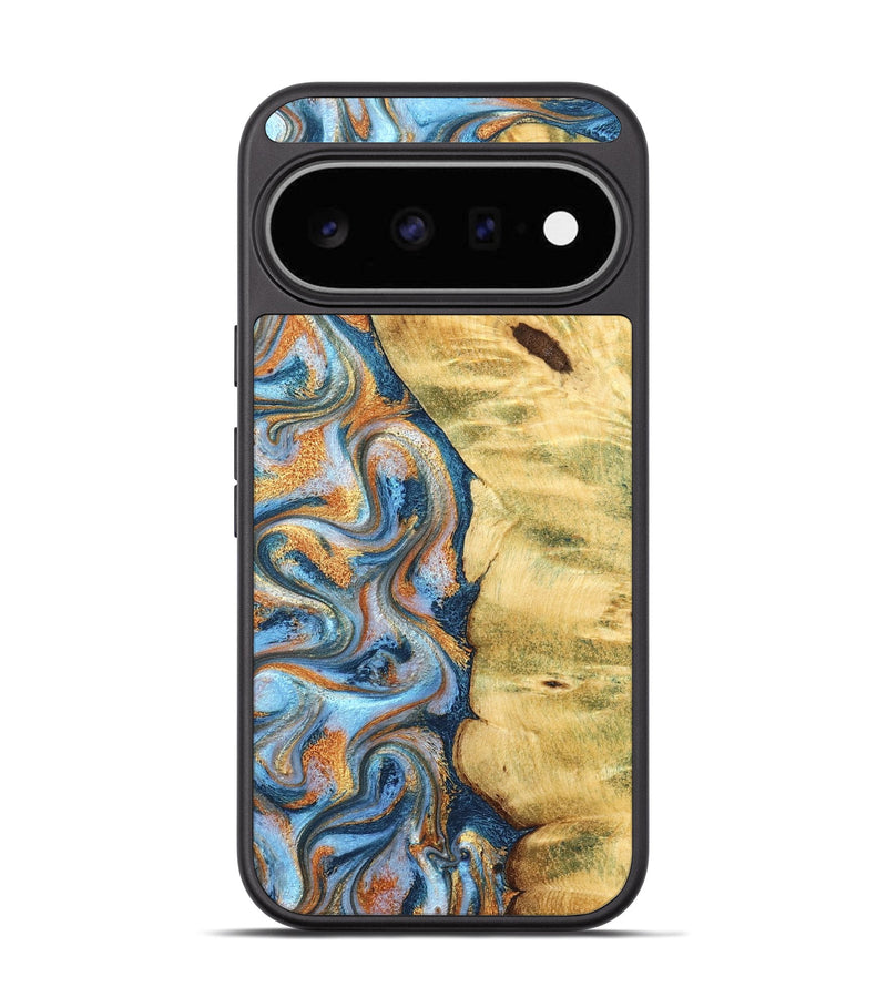 Pixel 11 Wood Phone Case - Price (Teal & Gold, 829153)