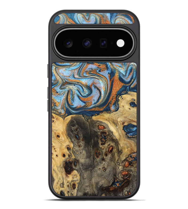 Pixel 11 Pro XL Wood Phone Case - Shelva (Teal & Gold, 829156)