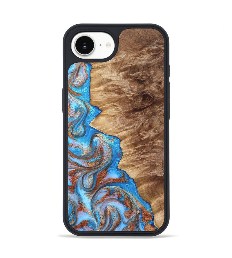 iPhone 17e Wood Phone Case - Krish (Teal & Gold, 829157)
