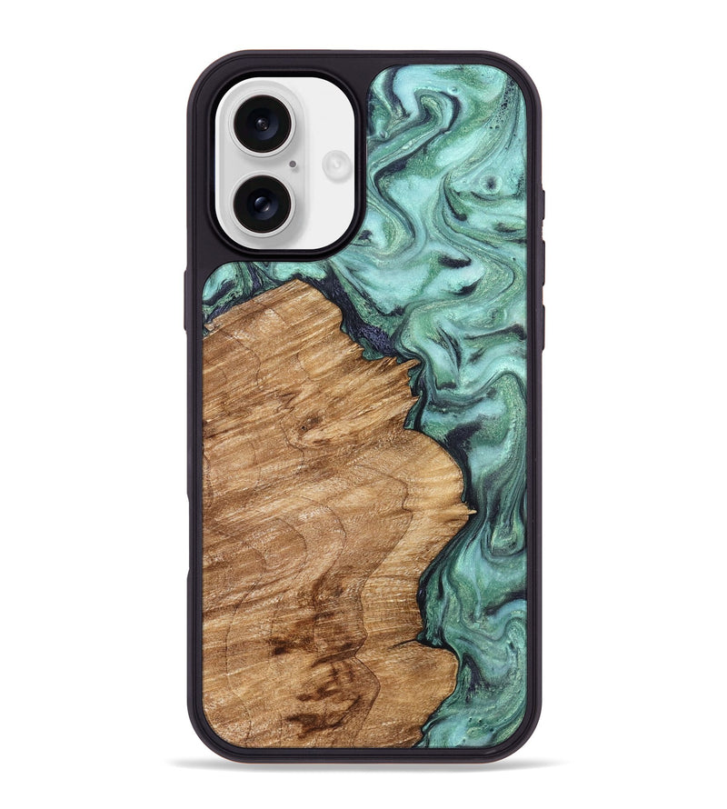 iPhone 16 Plus Wood Phone Case - Della (Green, 829166)