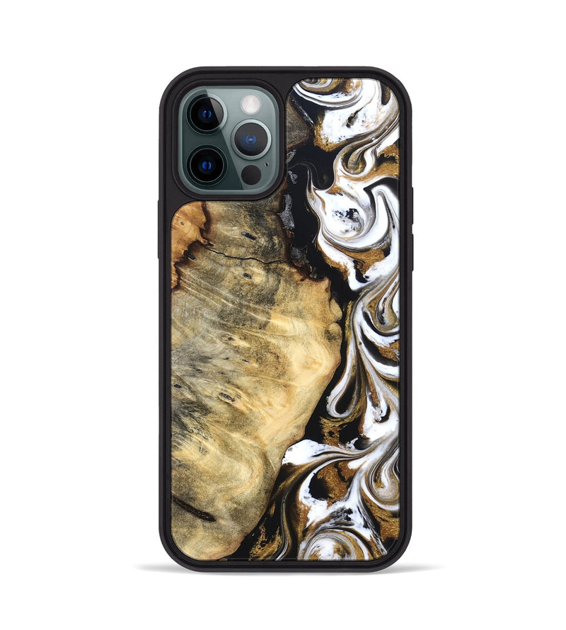 iPhone 12 Pro Wood Phone Case - Garry (Black & White, 829189)