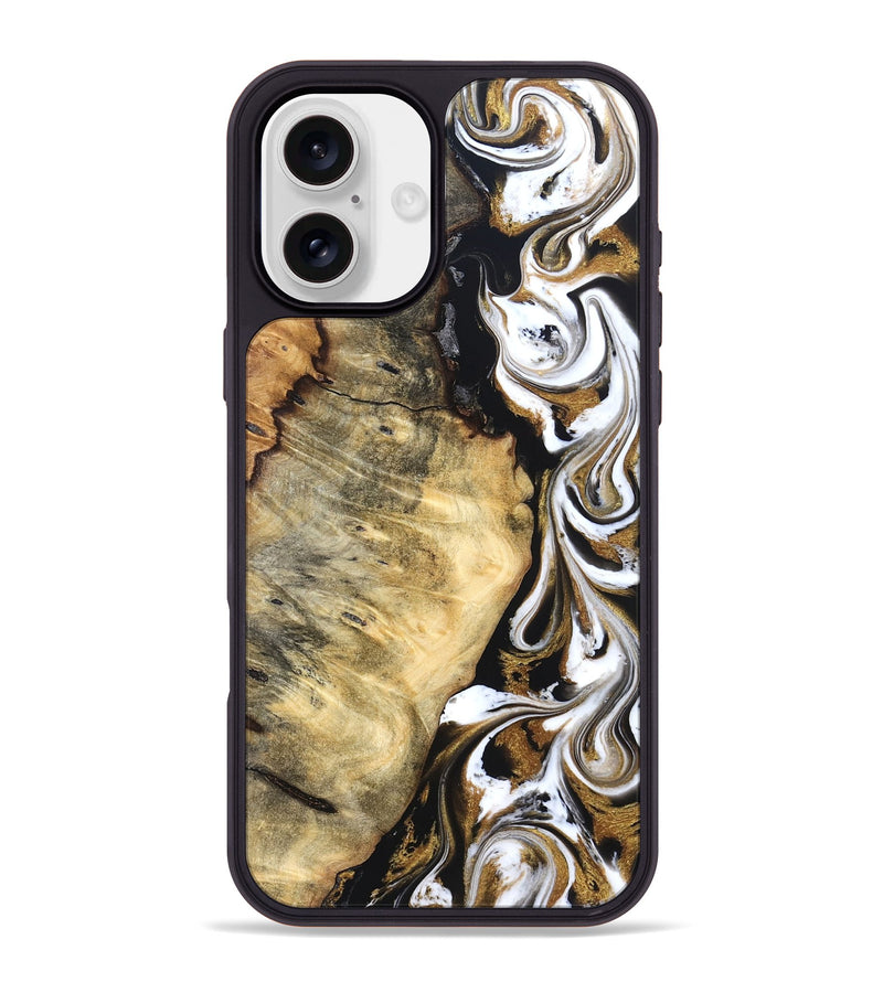 iPhone 16 Plus Wood Phone Case - Garry (Black & White, 829189)