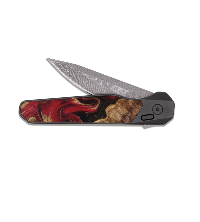 EDC Dark Damascus Wood Pocket Knife - Sondra (Red, 829202)
