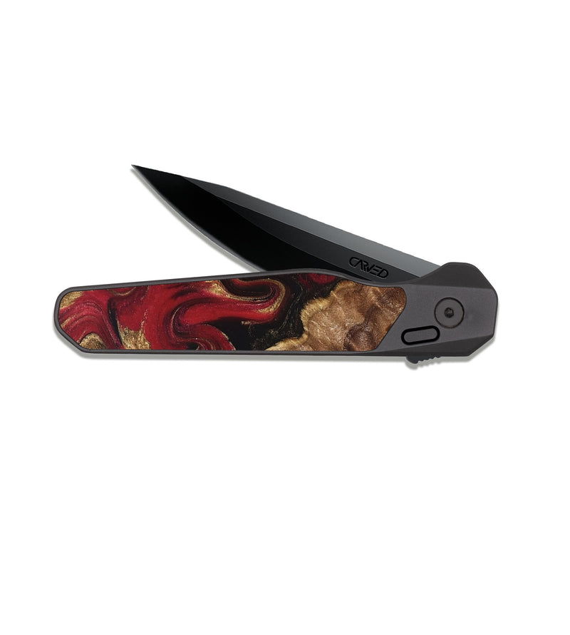 EDC Dark Slate Wood Pocket Knife - Sondra (Red, 829202)