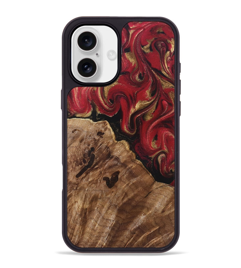iPhone 16 Plus Wood Phone Case - Sondra (Red, 829202)