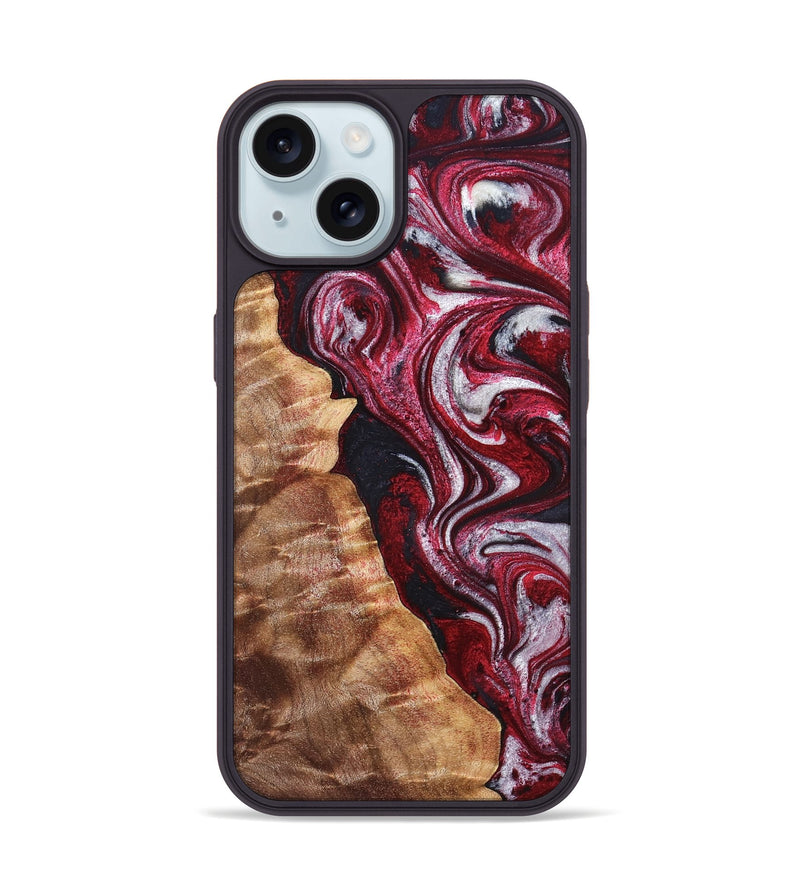 iPhone 15 Wood Phone Case - Abigail (Red, 829204)