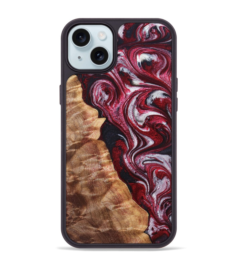 iPhone 15 Plus Wood Phone Case - Abigail (Red, 829204)