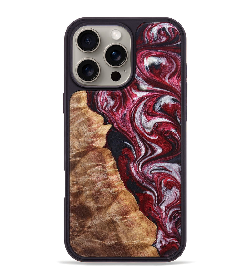 iPhone 16 Pro Max Wood Phone Case - Abigail (Red, 829204)