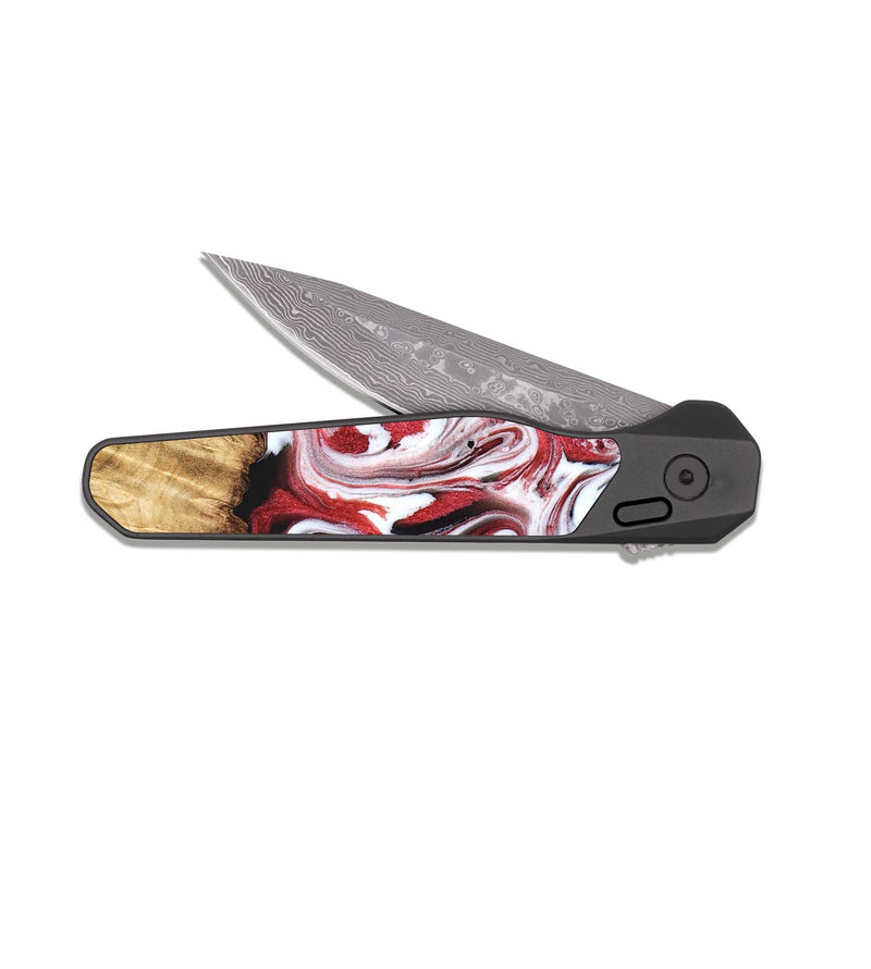 EDC Dark Damascus Wood Pocket Knife - Shepard (Red, 829208)
