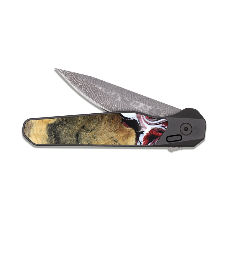 EDC Dark Damascus Wood Pocket Knife - Zachery (Red, 829211)