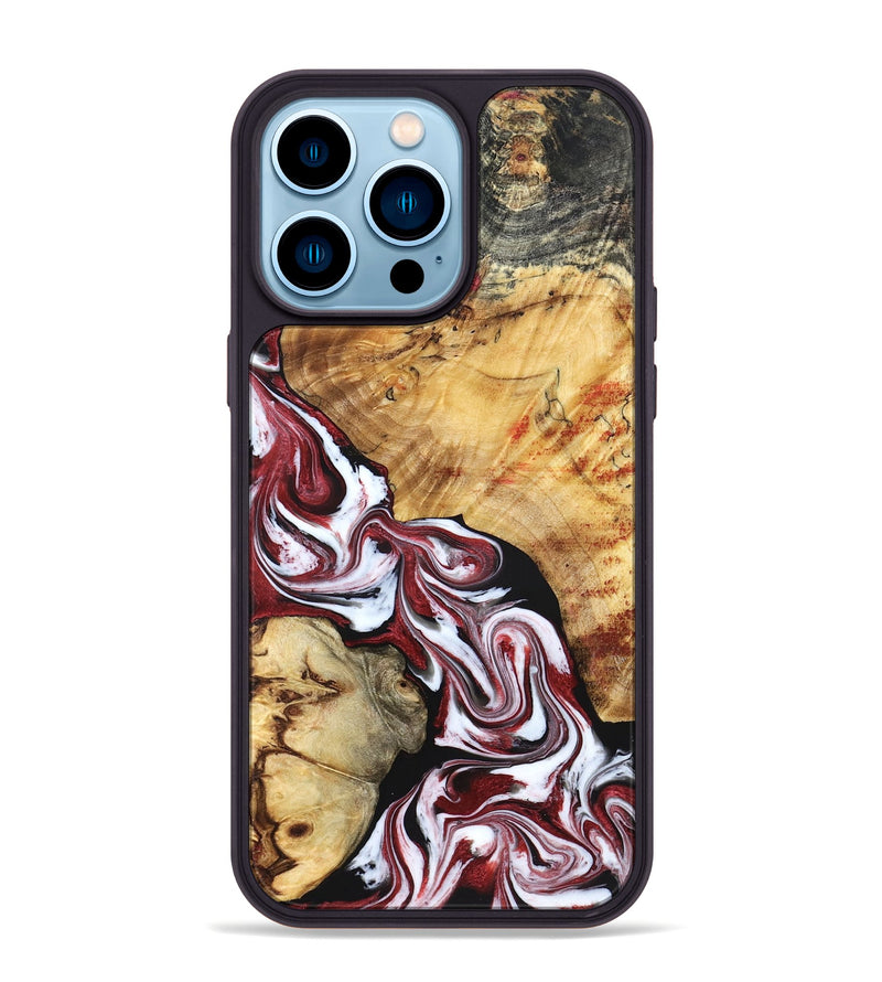 iPhone 14 Pro Max Wood Phone Case - Sky (Red, 829213)