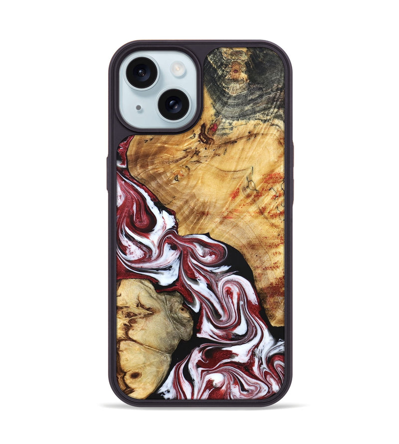 iPhone 15 Wood Phone Case - Sky (Red, 829213)