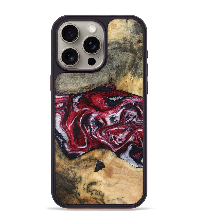 iPhone 15 Pro Max Wood Phone Case - Luvenia (Red, 829217)