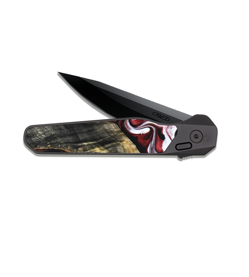EDC Dark Slate Wood Pocket Knife - Ericka (Red, 829223)