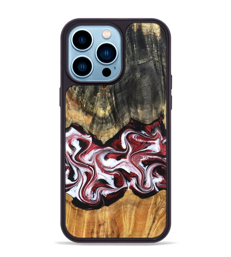 iPhone 14 Pro Max Wood Phone Case - Ericka (Red, 829223)