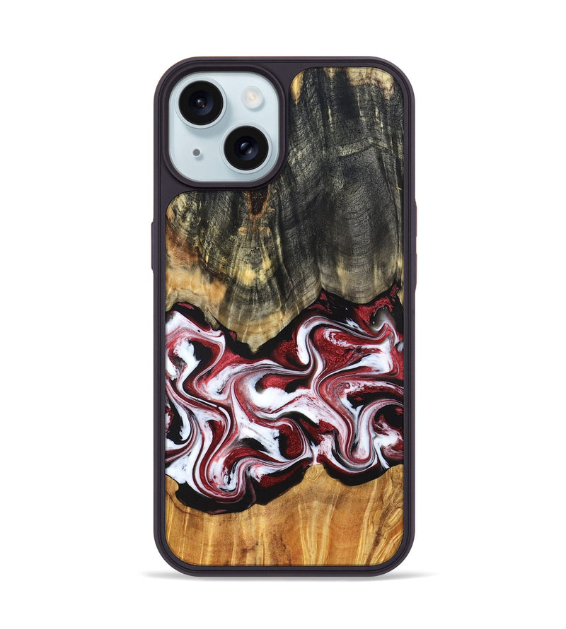 iPhone 15 Wood Phone Case - Ericka (Red, 829223)