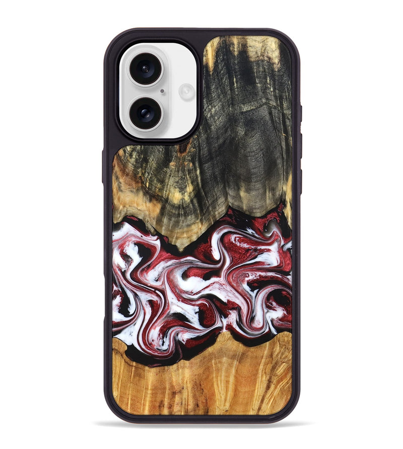 iPhone 16 Plus Wood Phone Case - Ericka (Red, 829223)
