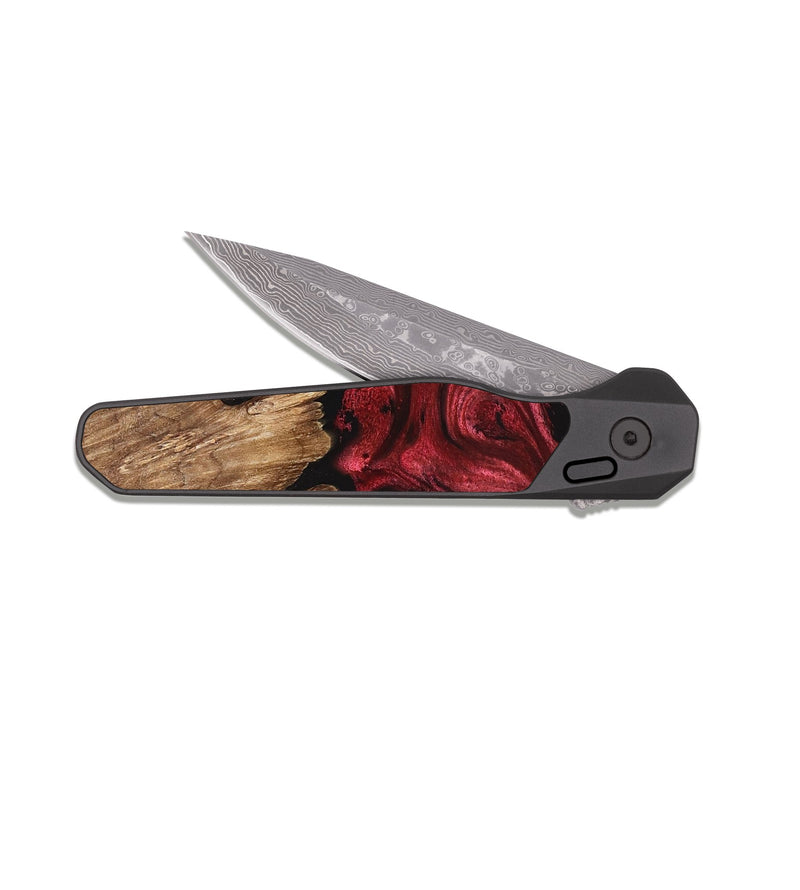 EDC Dark Damascus Wood Pocket Knife - Ciera (Red, 829226)
