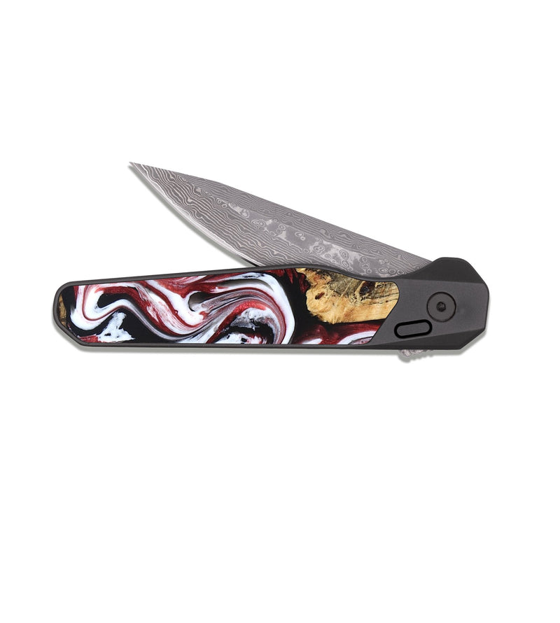 EDC Dark Damascus Wood Pocket Knife - Weston (Red, 829227)