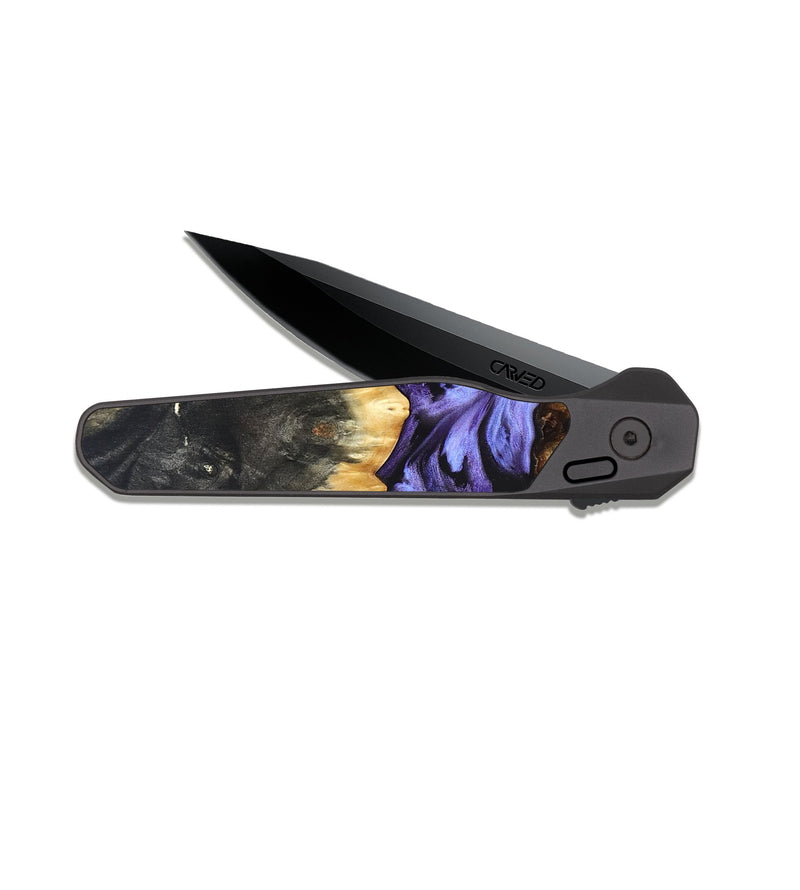 EDC Dark Slate Wood Pocket Knife - Ivanna (Purple, 829237)