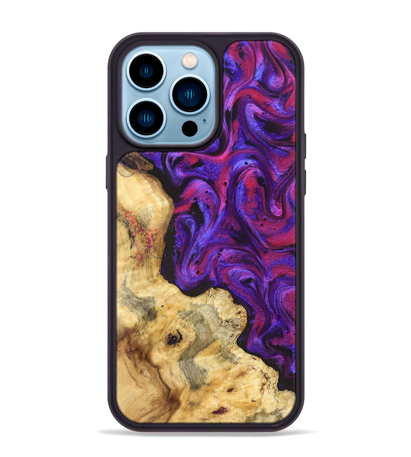 iPhone 14 Pro Max Wood Phone Case - Jaeden (Purple, 829238)