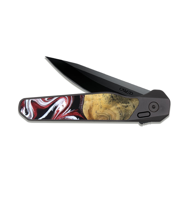 EDC Dark Slate Wood Pocket Knife - Reya (Red, 829247)