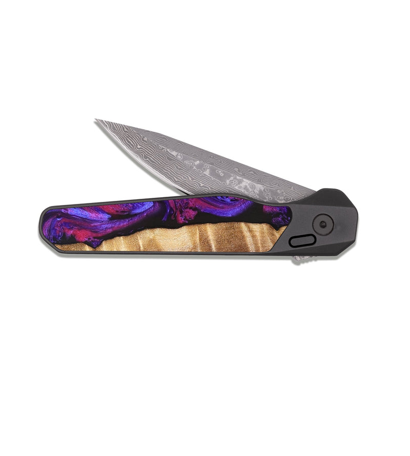 EDC Dark Damascus Wood Pocket Knife - Maye (Purple, 829257)