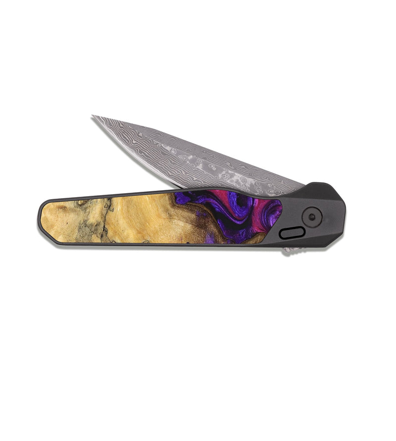 EDC Dark Damascus Wood Pocket Knife - Keara (Purple, 829259)