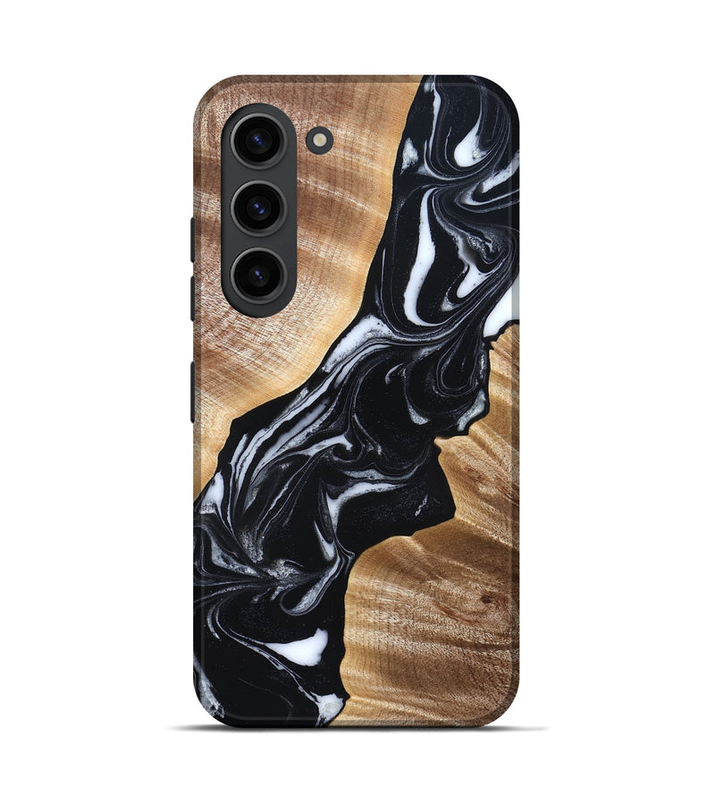 Galaxy S23 Wood Live Edge Phone Case - Casen (Black & White, 829263)