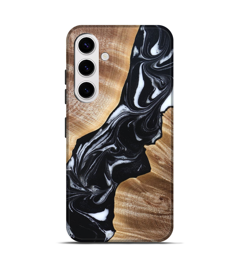 Galaxy S25 Wood Live Edge Phone Case - Casen (Black & White, 829263)