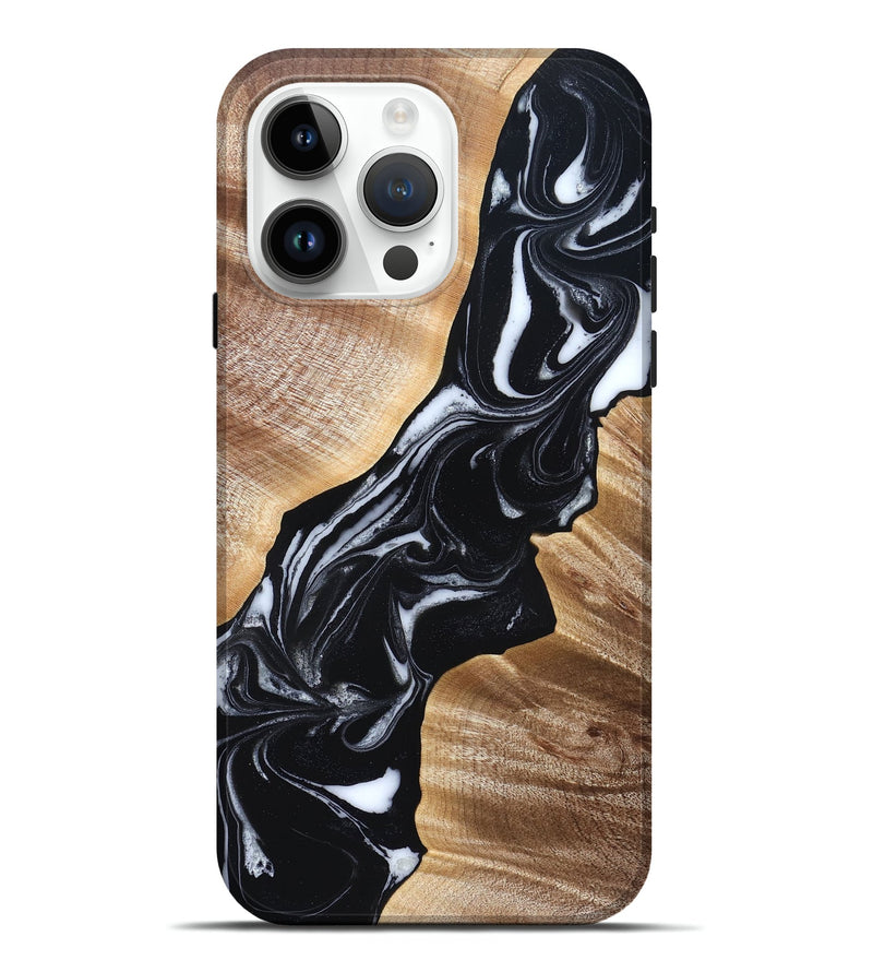 iPhone 15 Pro Max Wood Live Edge Phone Case - Casen (Black & White, 829263)
