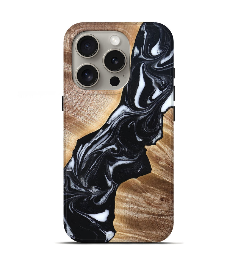 iPhone 16 Pro Wood Live Edge Phone Case - Casen (Black & White, 829263)