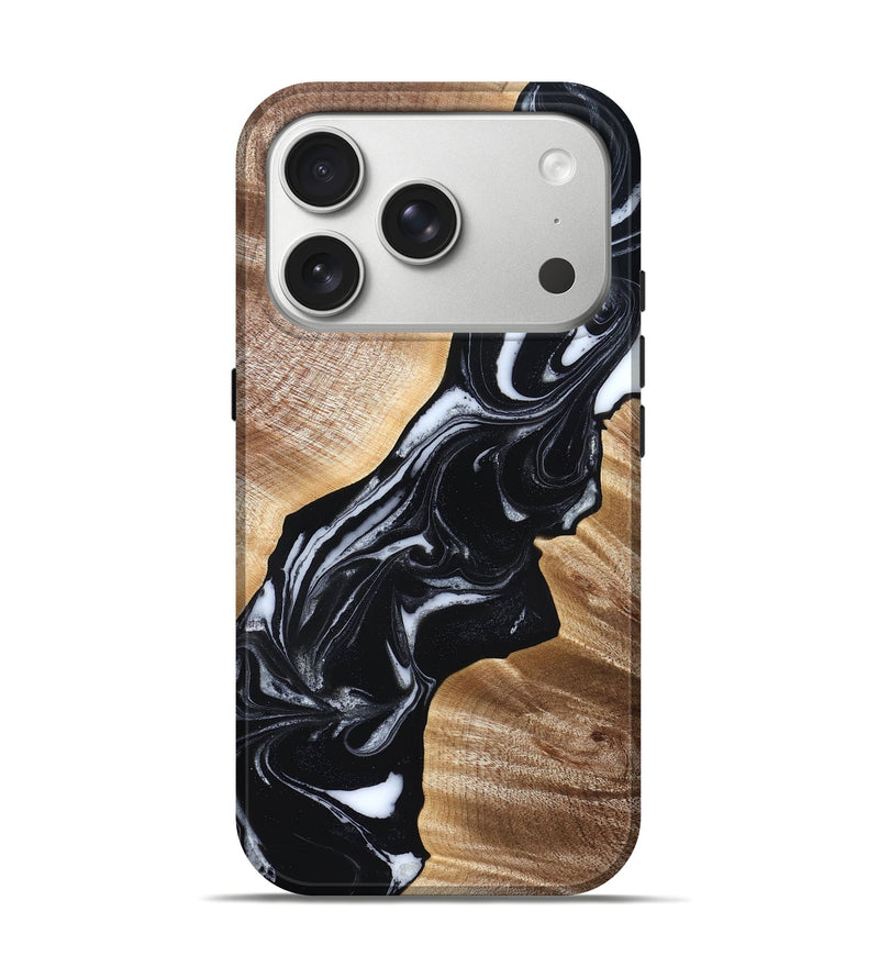 iPhone 17 Pro Wood Live Edge Phone Case - Casen (Black & White, 829263)
