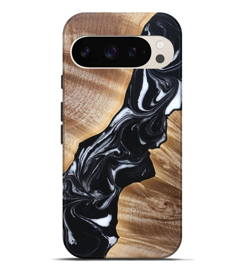 Pixel 10 Pro XL Wood Live Edge Phone Case - Casen (Black & White, 829263)