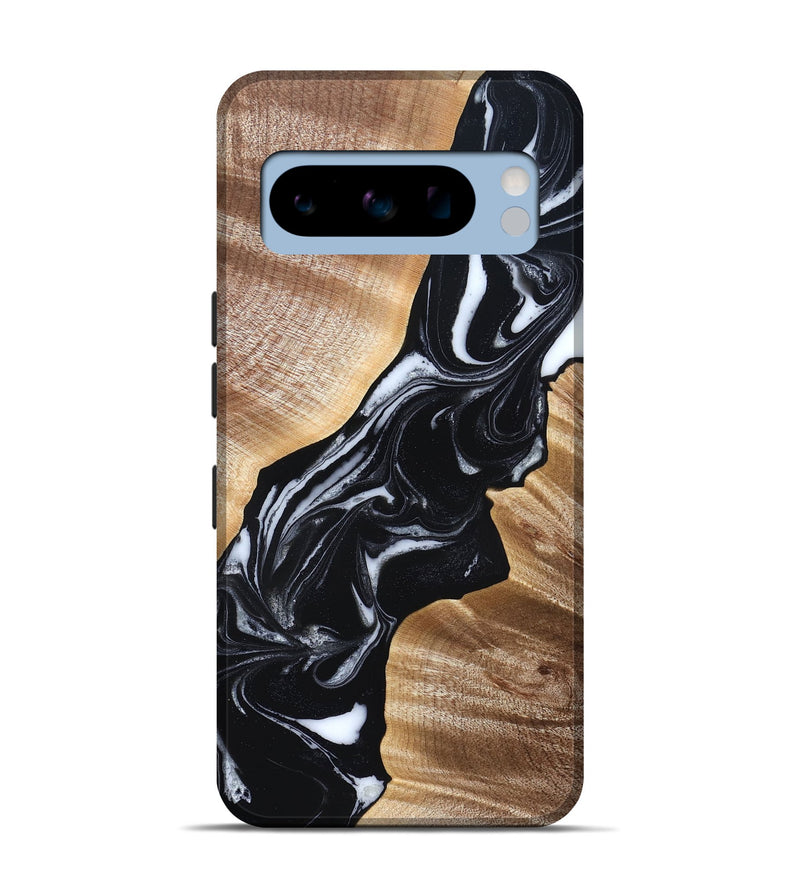 Pixel 8 Pro Wood Live Edge Phone Case - Casen (Black & White, 829263)