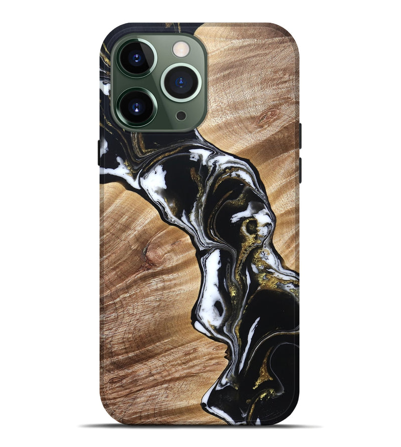 iPhone 13 Pro Max Wood Live Edge Phone Case - Graham (Black & White, 829266)