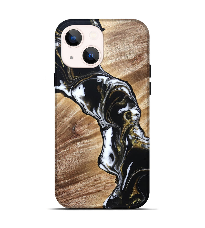 iPhone 14 Wood Live Edge Phone Case - Graham (Black & White, 829266)