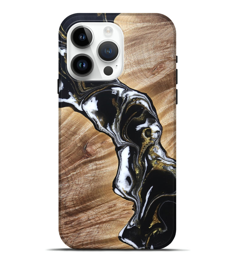 iPhone 15 Pro Max Wood Live Edge Phone Case - Graham (Black & White, 829266)
