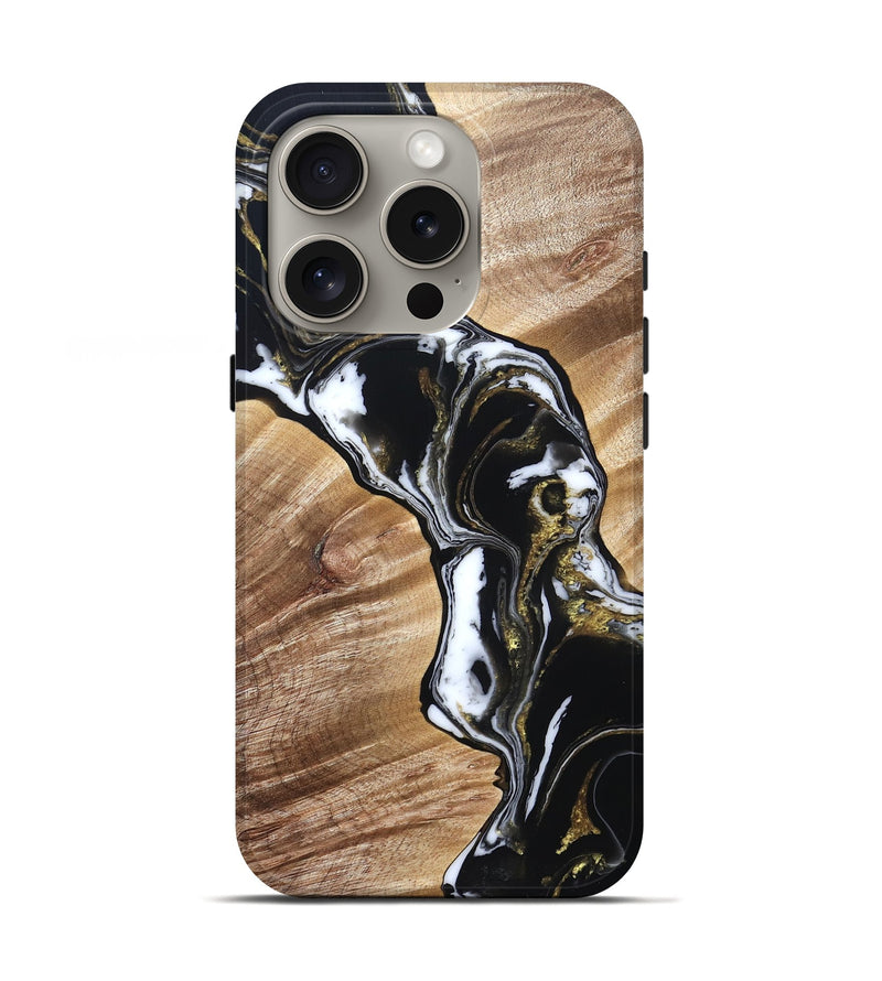 iPhone 16 Pro Wood Live Edge Phone Case - Graham (Black & White, 829266)