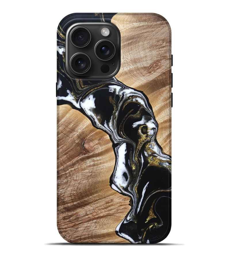 iPhone 16 Pro Max Wood Live Edge Phone Case - Graham (Black & White, 829266)