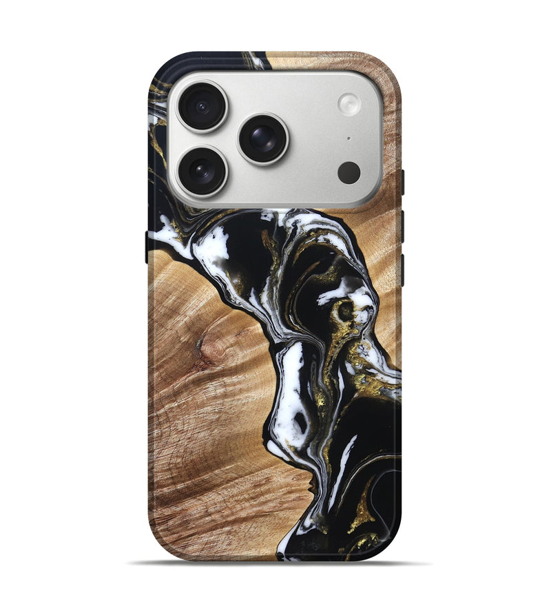 iPhone 17 Pro Wood Live Edge Phone Case - Graham (Black & White, 829266)