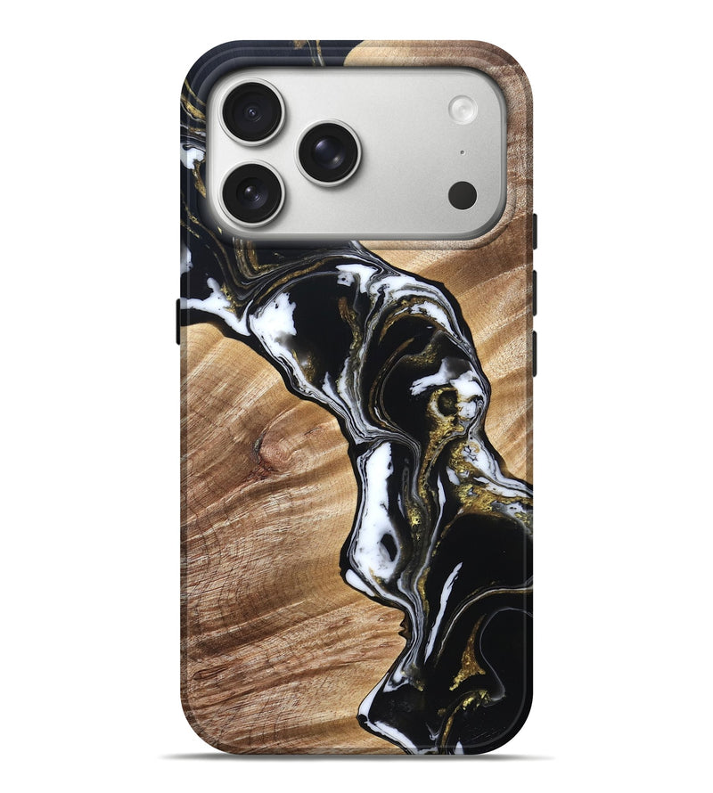 iPhone 17 Pro Max Wood Live Edge Phone Case - Graham (Black & White, 829266)